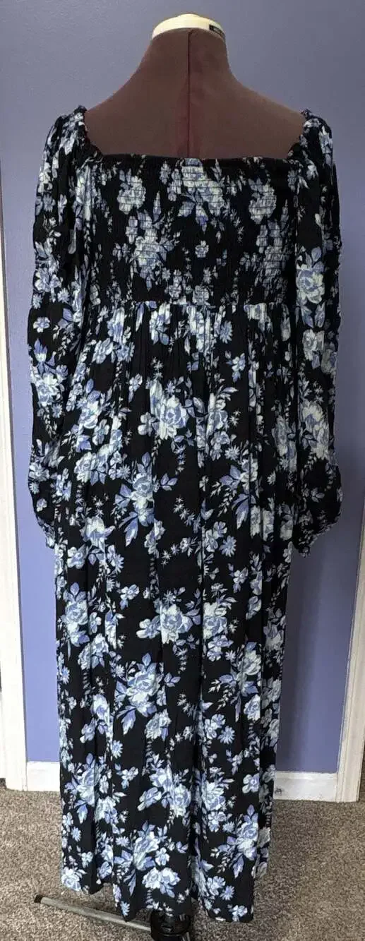 Free People Jaymes Floral Print Smocked Long Sleeve Midi Dress